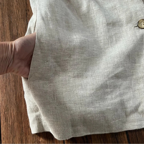 Harve Bernard 100% Linen Short Sleeve Blazer 16 Lagenlook Neutral Beige Longline - Picture 6 of 10